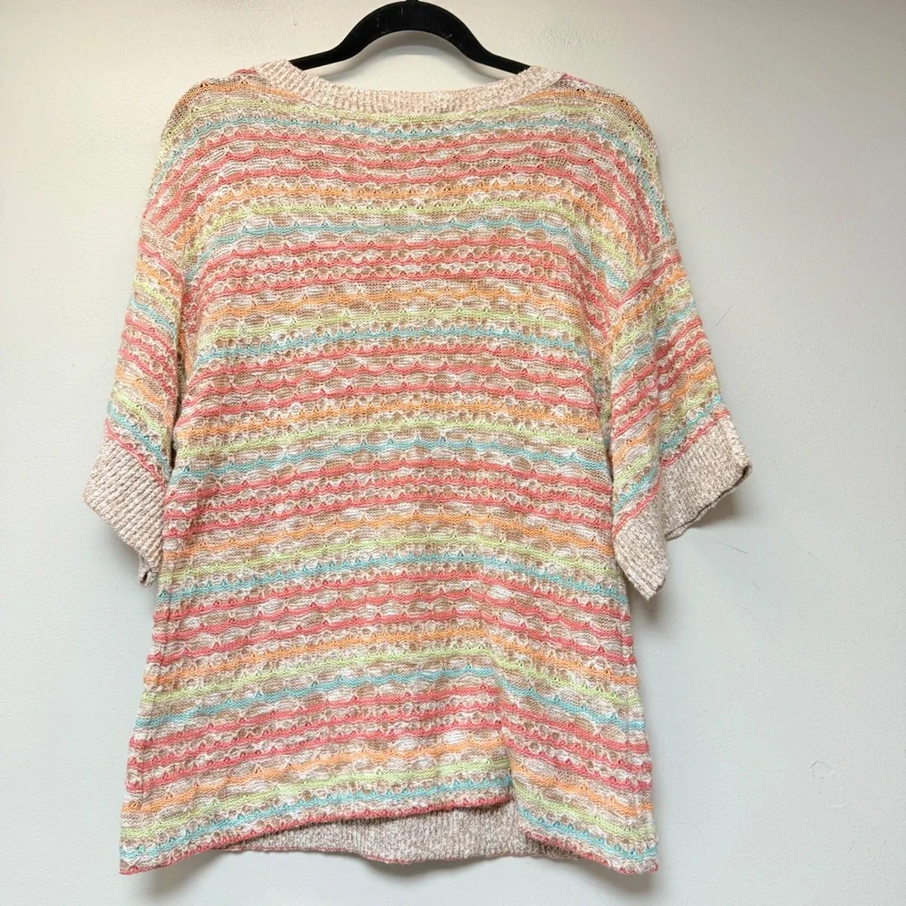 Brittany Black Striped Knit Sweater Womens Medium Multi Color Excellent Cotton